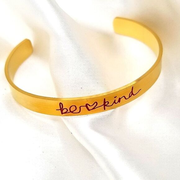 Trendy open Cuff ingraved Bracelet Bangle Simple Classic Inspirational . - Picture 1 of 3